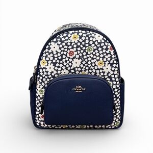 Coach Navy and White Floral Backpack